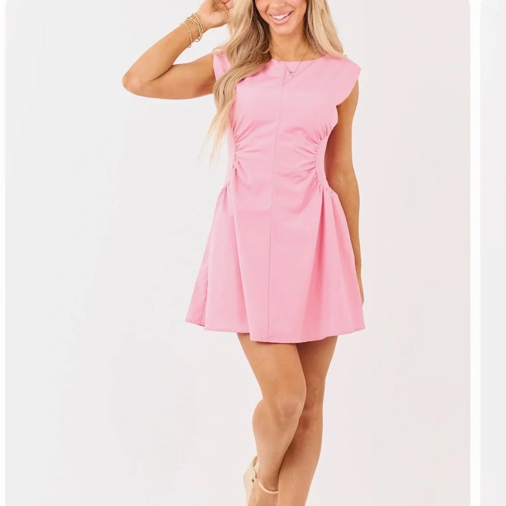 Pink Ruched Mini Dress - Picture 2 of 5